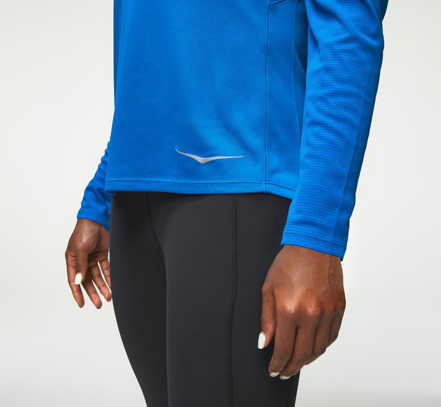 Hoka One One Tops Womens Blue - Performance Long Sleeve - 08243GLRY